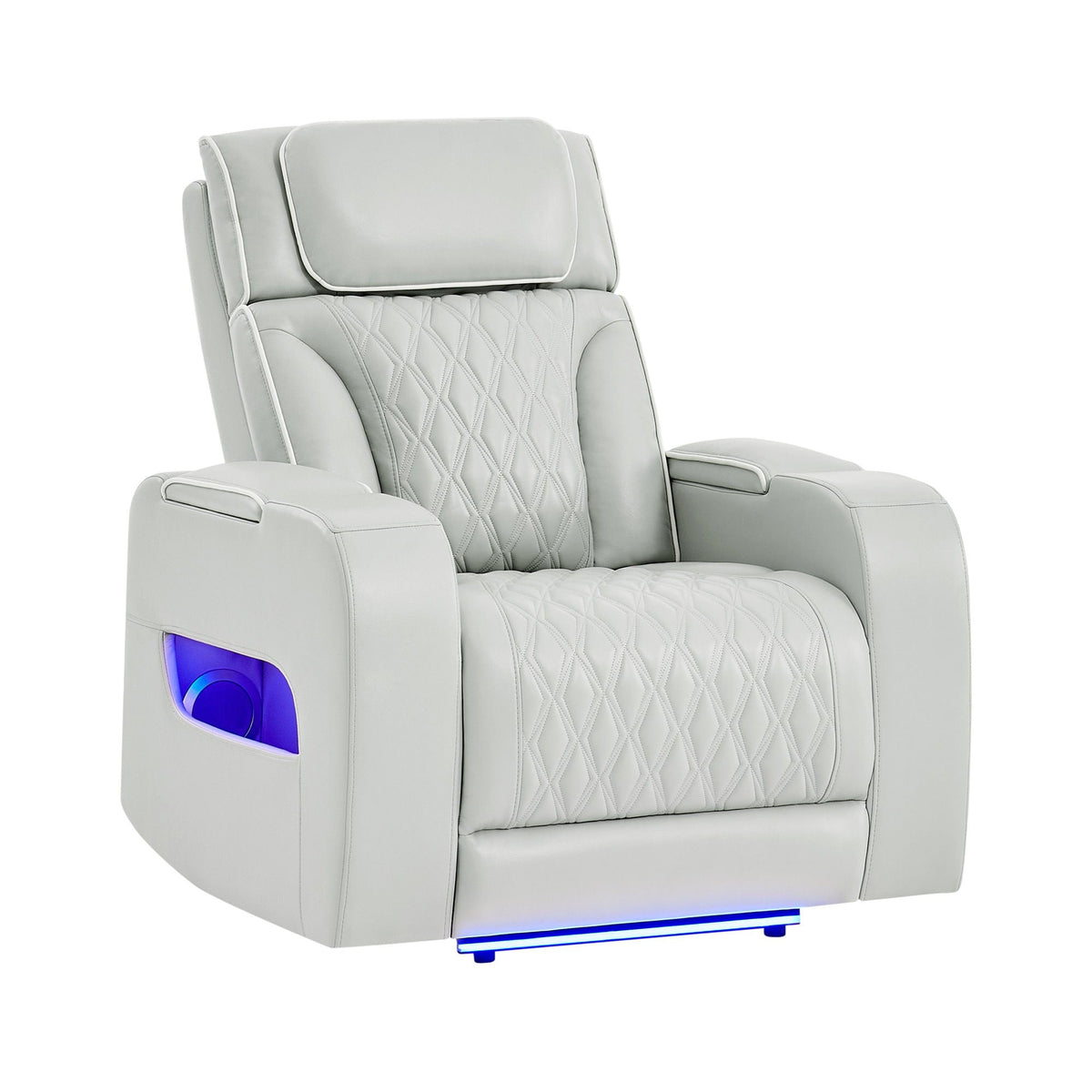 Julian - Power Recliner With Power Headrest And LED Lighting - Silver Global Furniture USA