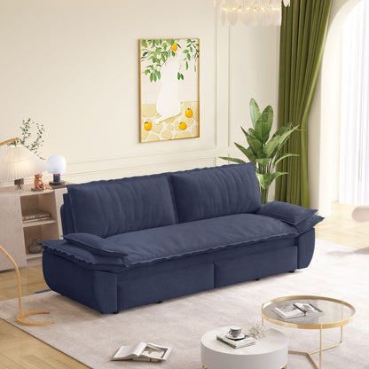 Queen Pull Out 3 In 1 Convertible Sleeper Sofa Bed - Blue Home Essentials