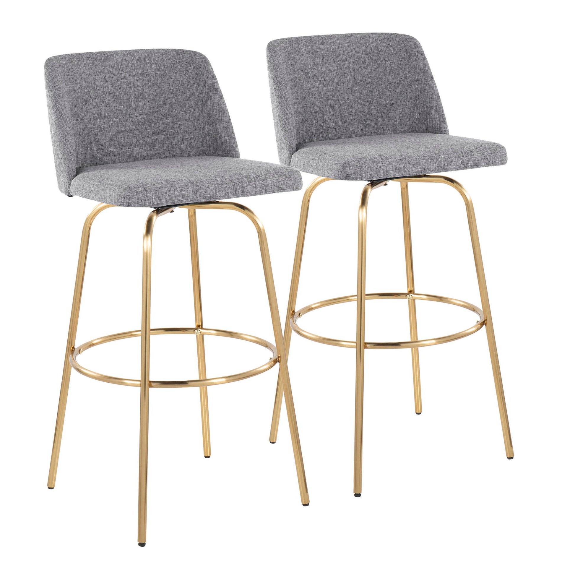 Toriano - Contemporary Fixed Height Barstool With Swivel And Round Footrest (Set of 2) Lumi Source