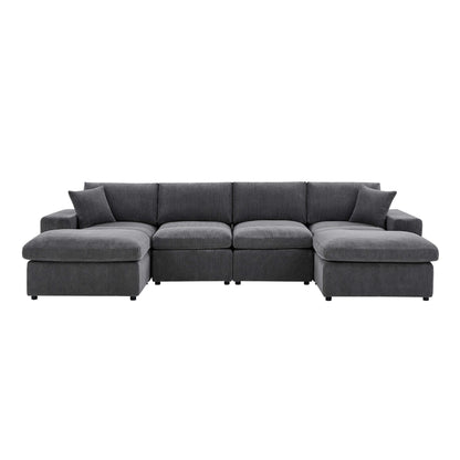 Upholstered Symmetrical Modular Sectional With 6 Seating Home Essentials