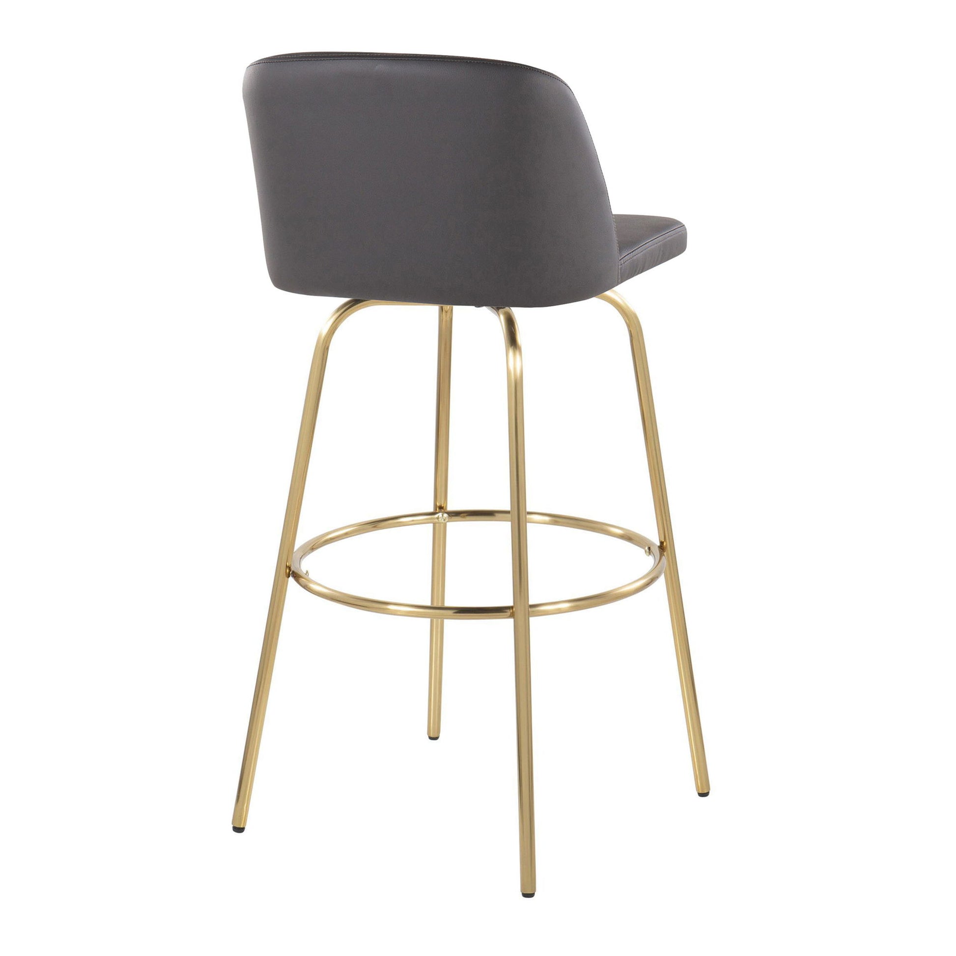 Toriano - Contemporary Fixed Height Barstool With Swivel And Round Footrest (Set of 2) Lumi Source