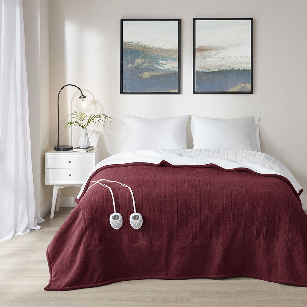 Full Heated Blanket - Burgundy