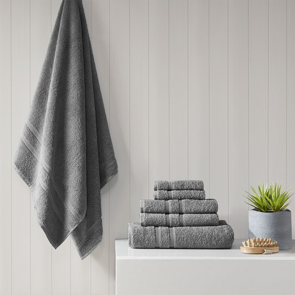 Aegean - 6 Piece Towel Set - Charcoal