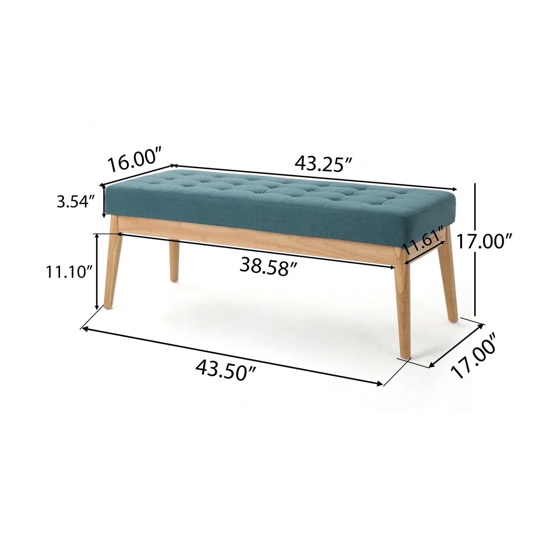 Vibratory - Button Tufted Upholstered Ottoman With Splayed Wooden Legs - Teal / Natural Noble House