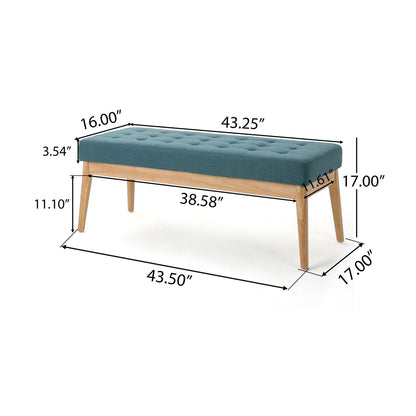 Vibratory - Button Tufted Upholstered Ottoman With Splayed Wooden Legs - Teal / Natural Noble House