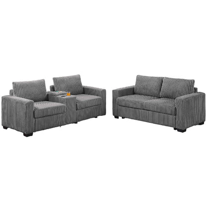 Modern Style 2 Piece Sofa Set With Cup Holders & Charging Port Home Essentials