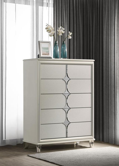 Olivia - 5-Drawer Bedroom Chest Of Drawers - Pearl White Coaster Fine Furniture