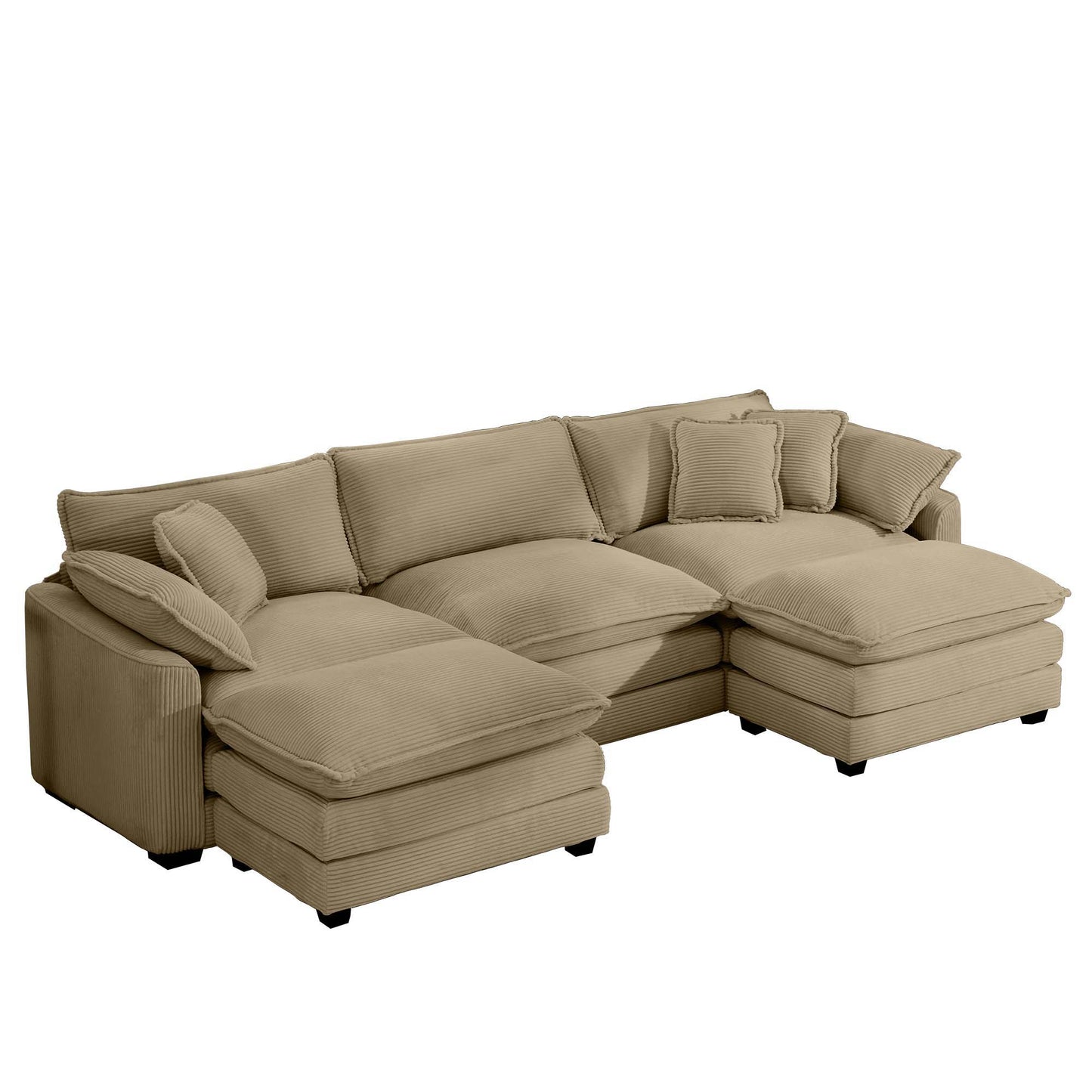 Modern Oversized Modular Cushion Sofa With Ottoman, Low Back, Deep Seating Sofa Set Home Essentials