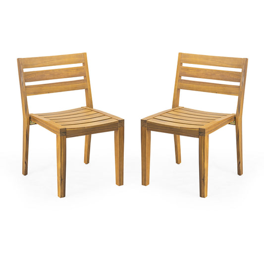 Outdoor Dining Side Chair (Set of 2) - Teak Finish Noble House