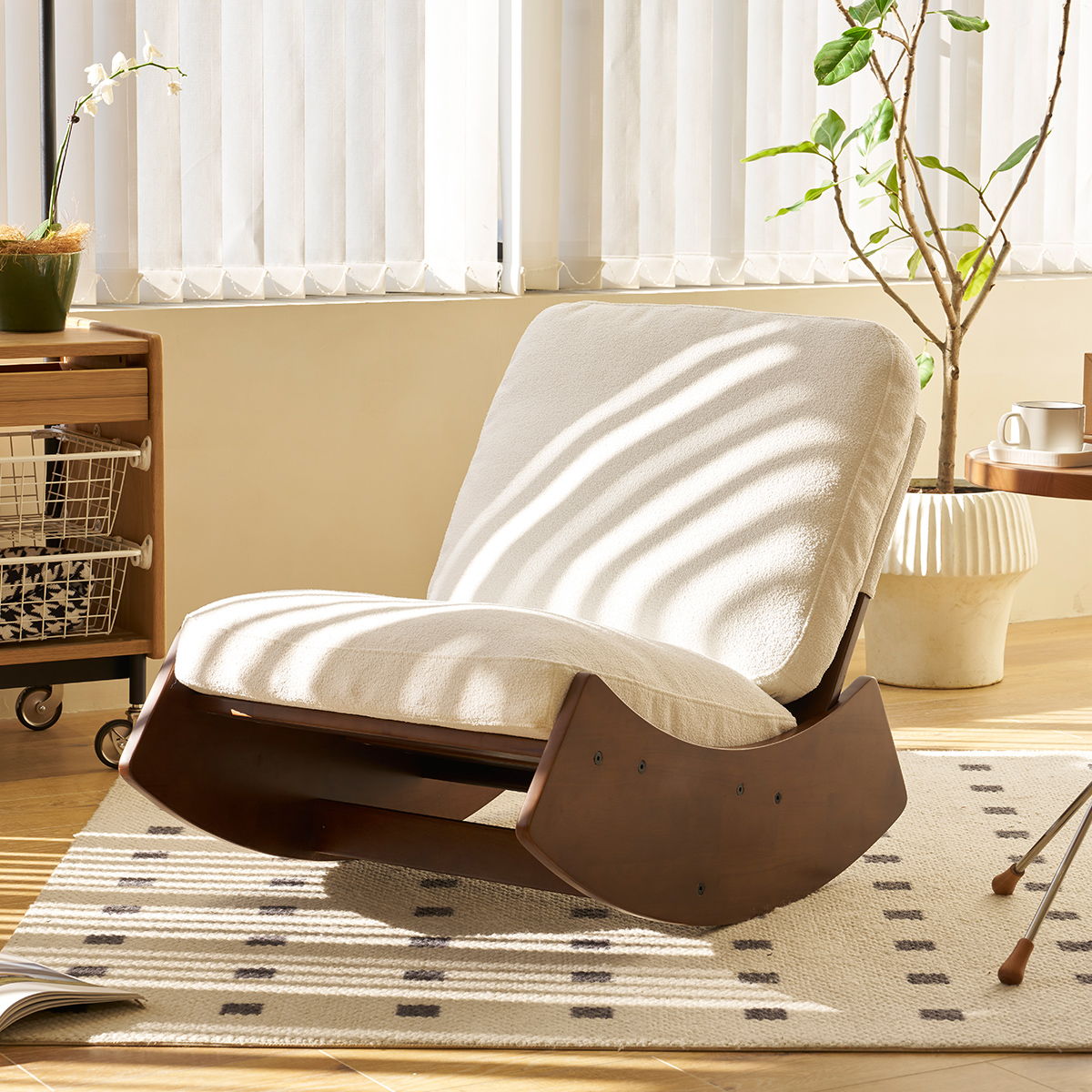 Comfortable High-Quality Upholstery Glider Rocking Chair Home Essentials