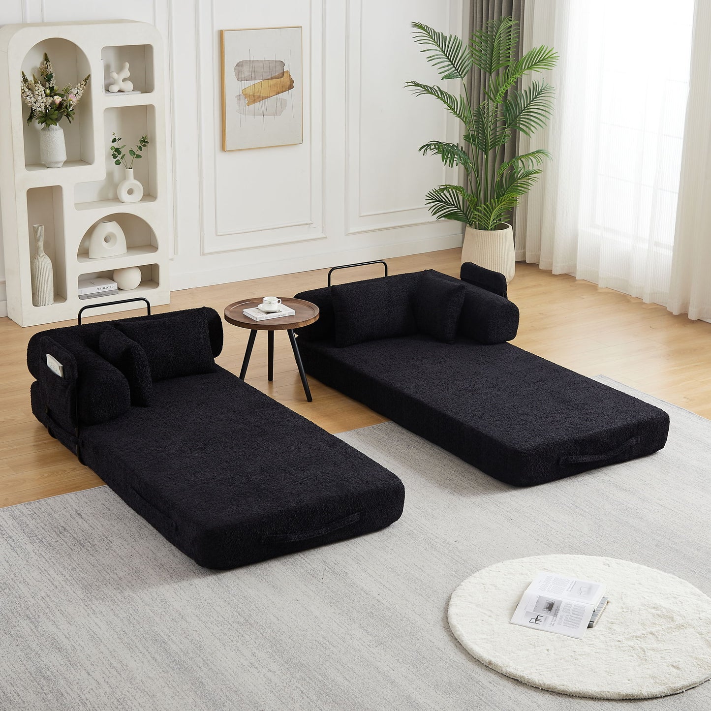 Convertible Sleeper Sofa Bed With Cylindrical Pillow Home Essentials