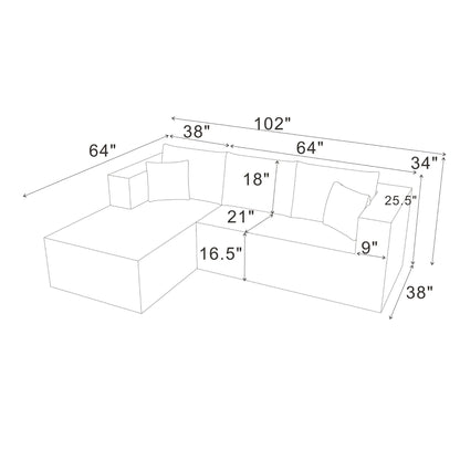 L - Shape Full Compressed Upholstered Sectional Home Essentials