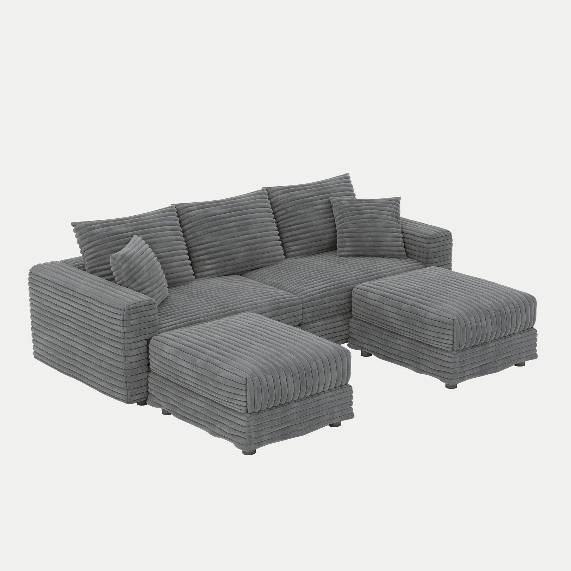 Convertible Deep Seat Sofa With Soft Pillows And Ottomans Home Essentials