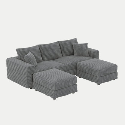 Deep Seat Convertible Sofa With Soft Pillows And Ottomans Home Essentials