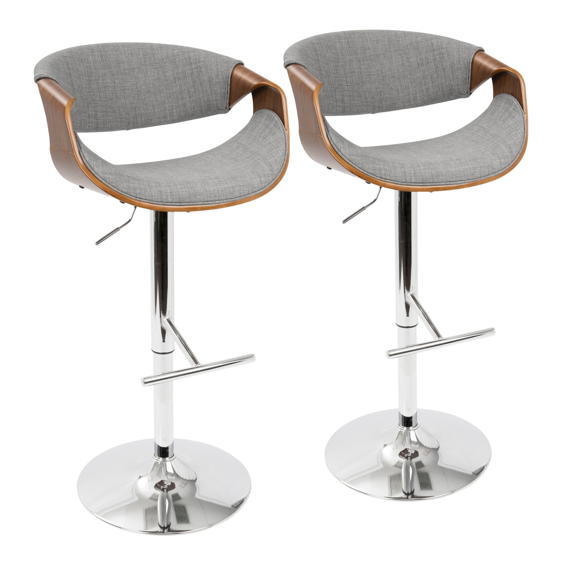 Curvo - Mid Century Modern Adjustable Barstool With Swivel With Straight T Footrest Lumi Source