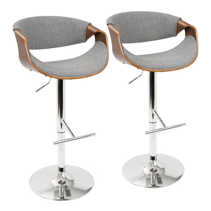 Curvo - Mid Century Modern Adjustable Barstool With Swivel With Straight T Footrest Lumi Source