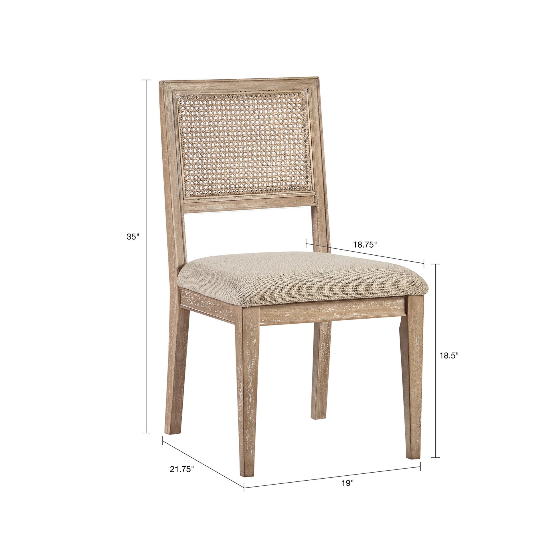 Modern Armless Dining Chair With Cane Back (Set of 2) JLA