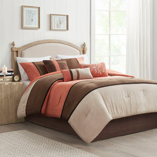 Palisades - California King 7 Piece Comforter Set - Coral