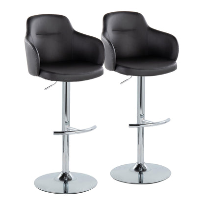 Boyne - Contemporary Adjustable Barstool With Swivel & Rounded T Footrest (Set of 2) Lumi Source