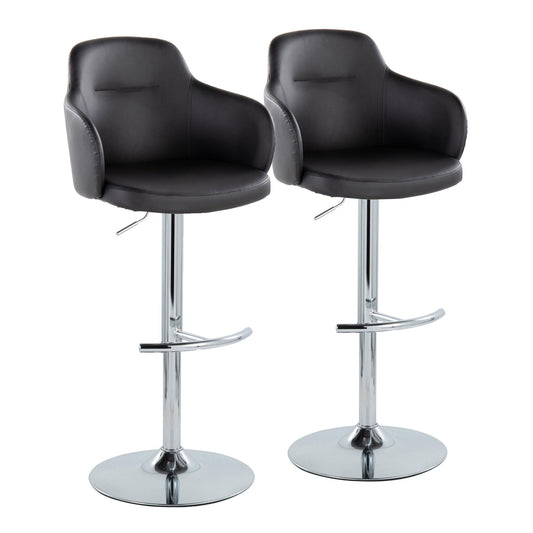 Boyne - Contemporary Adjustable Barstool With Swivel & Rounded T Footrest (Set of 2) Lumi Source