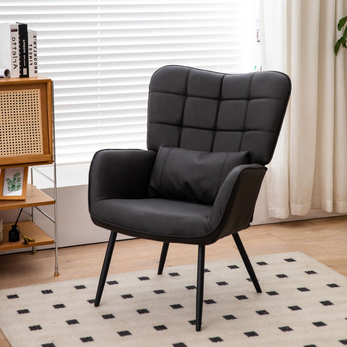 Modern Accent Arm Chair High Back With Metal Legs And Soft Padded Home Essentials
