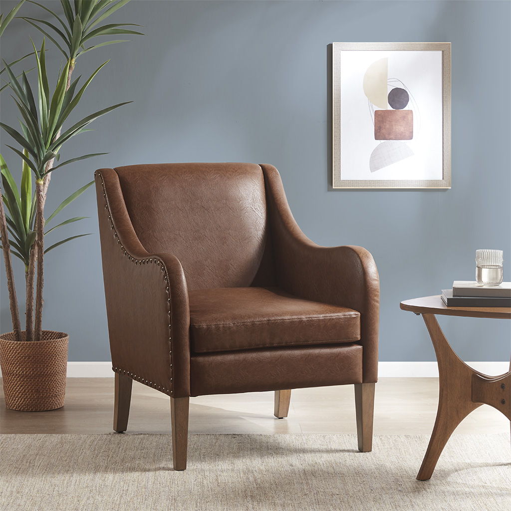 Ferguson - Faux Leather Accent Chair - Brown