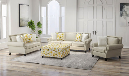 Foria - Floral Storage Ottoman - Yellow Emerald Home