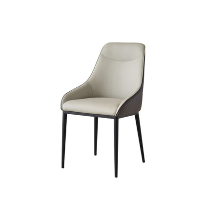 Modern Dining Chair Set Upholstered Seats Steel Metal Legs 2 Tone Contemporary Kitchen Living Room Furniture (Set of 2) - Black / Gray Home Essentials
