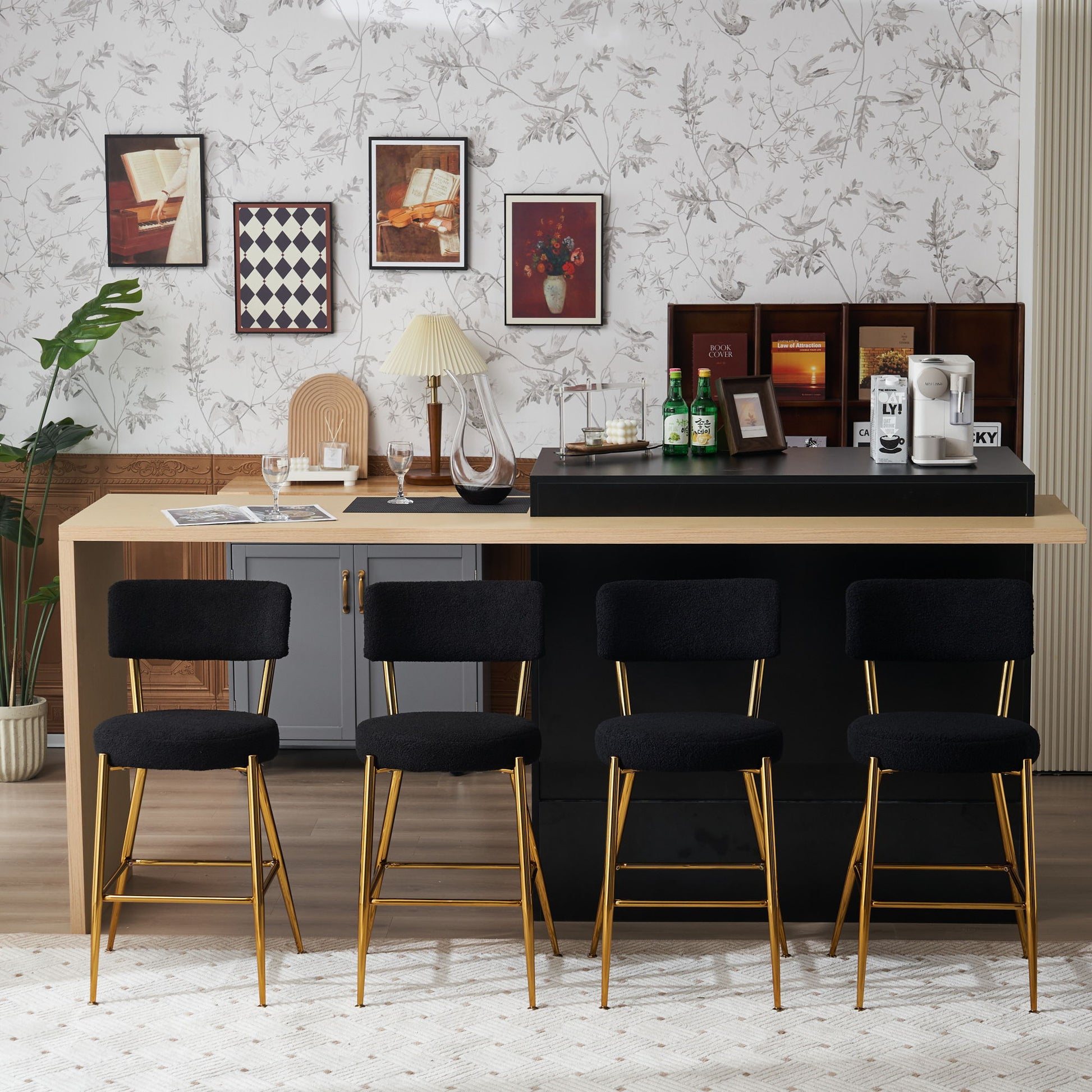 Modern Teddy Fabric Upholstered Bar Stools Home Essentials