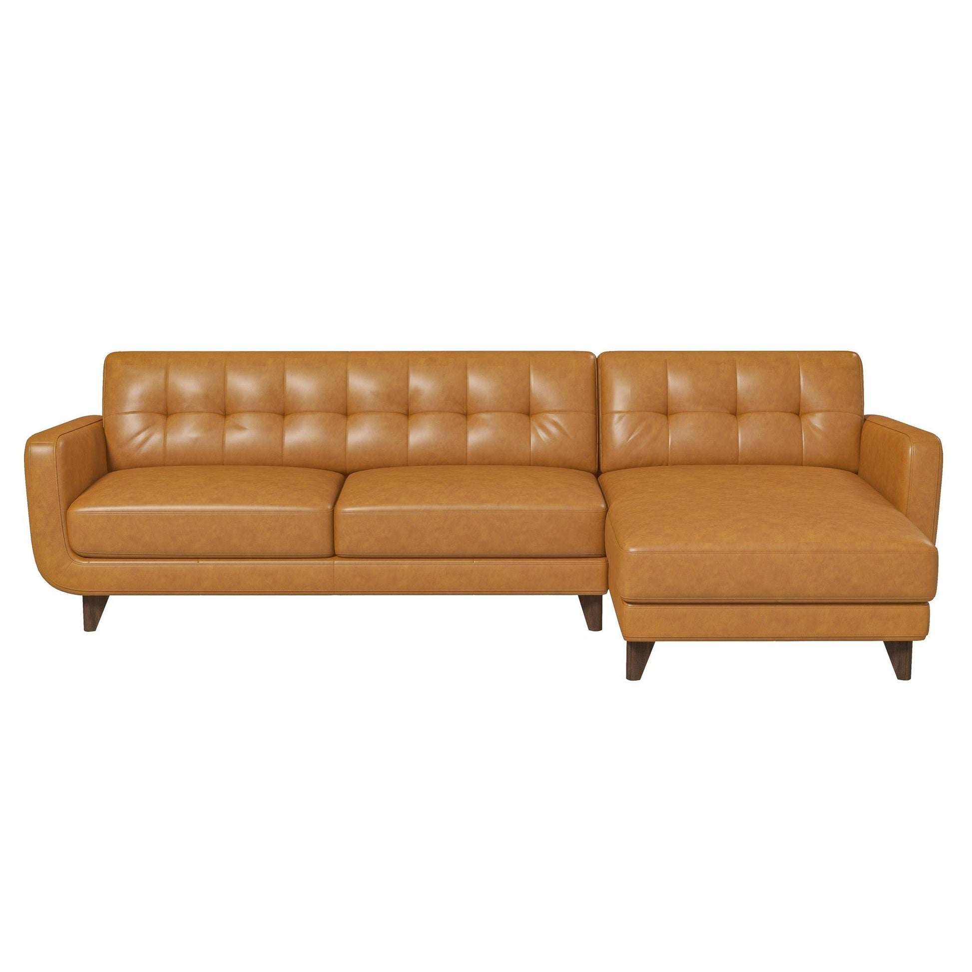 Allison - Mid-Century Modern Leather Sectional Sofa Chaise Ashcroft Furniture