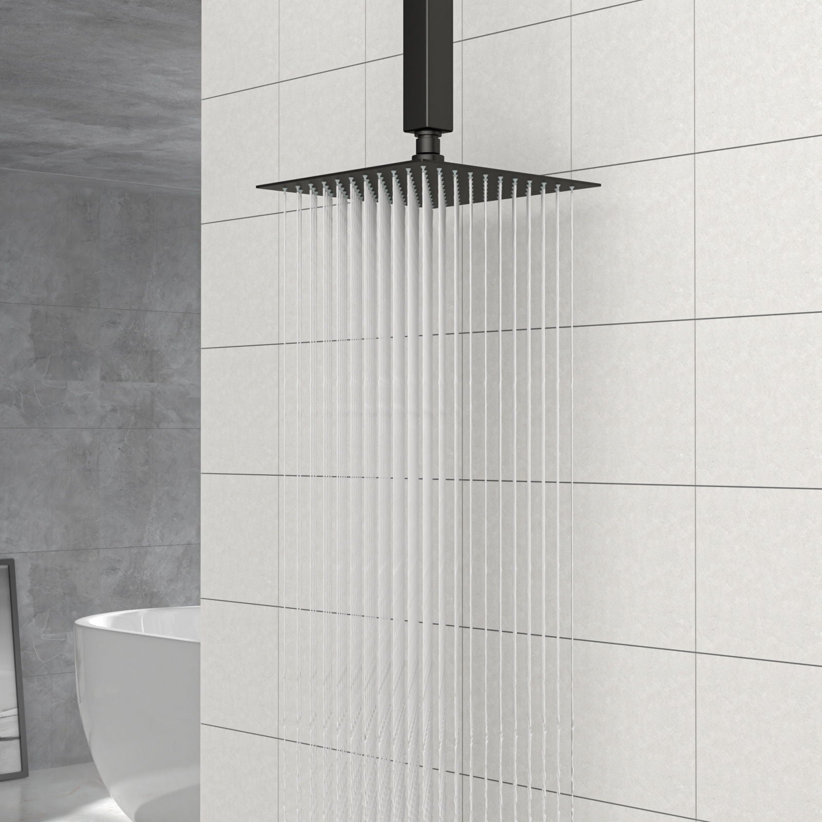 8" Square Rain Shower Head, Ceiling / Wall Mount Stainless Steel Bath Fixture Daily Nest