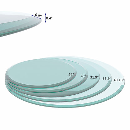 30" Round Tempered Glass Table Top Clear Glass 2 / 5" Thick Beveled Polished Edge - Transparent Home Essentials
