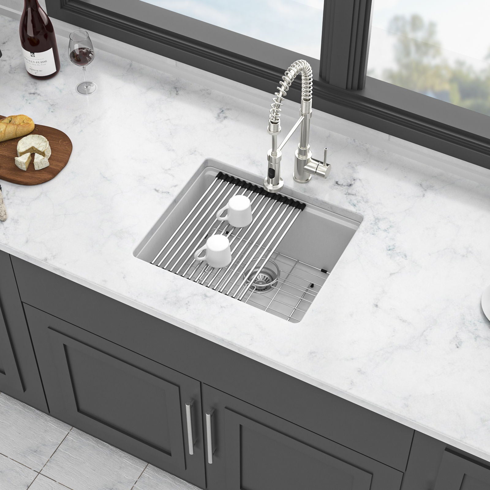 Quartz Composite Kitchen Sink With Workstation, Undermount Daily Nest