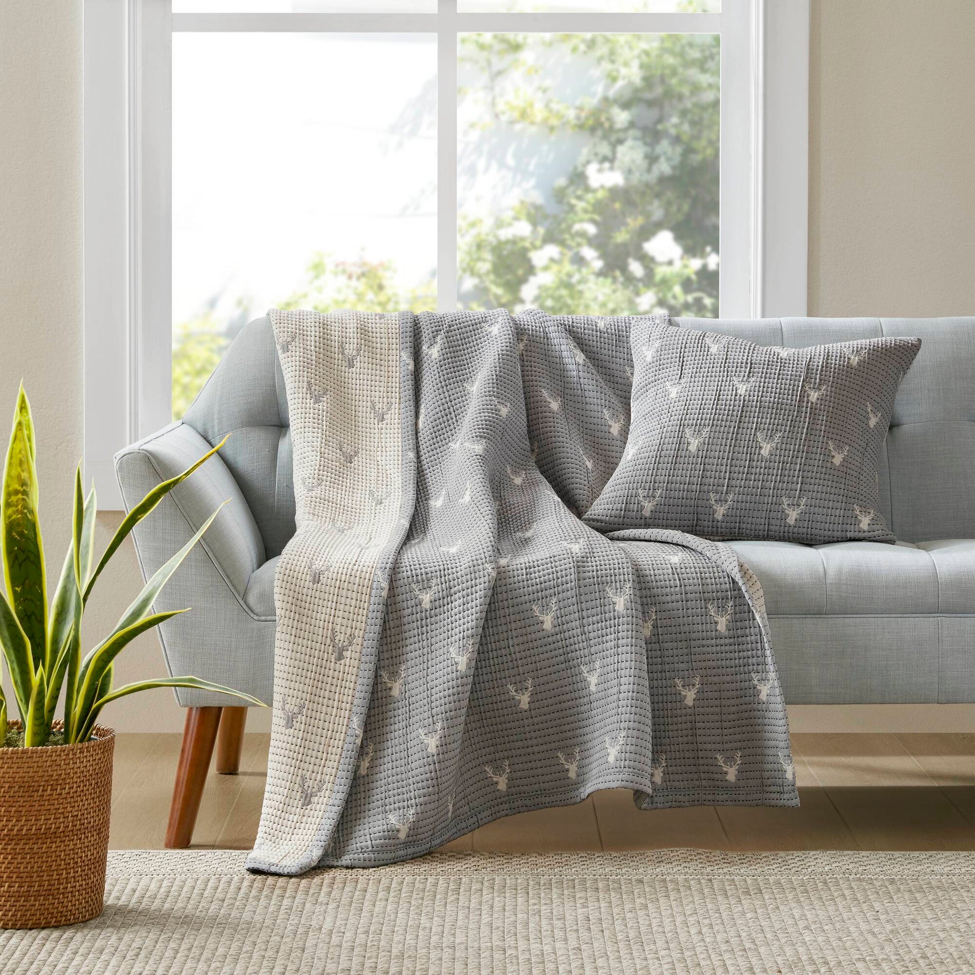 Keystone - Throw/Pillow Set - Gray Woolrich