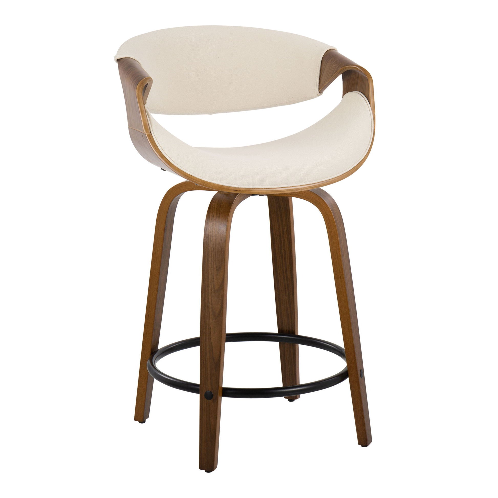 Curvini Mid - Century Modern Fixed Height Counter Stool With Swivel (Set of 2) Lumi Source