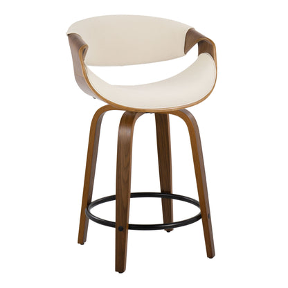 Curvini Mid - Century Modern Fixed Height Counter Stool With Swivel (Set of 2) Lumi Source