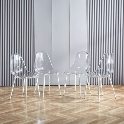 Transparent Plastic Seat Dining Chair (Set of 4) Home Essentials