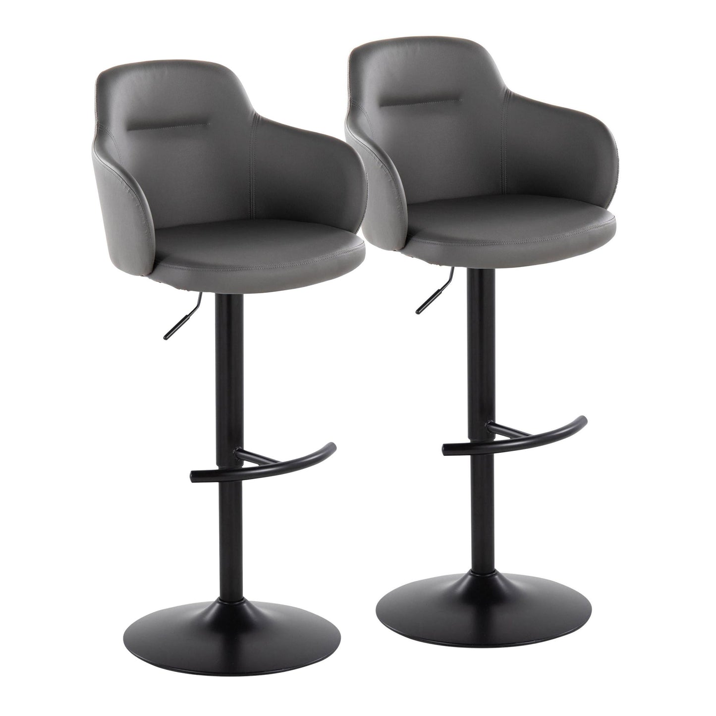 Boyne - Contemporary Adjustable Barstool With Swivel With Rounded T Footrest (Set of 2) Lumi Source