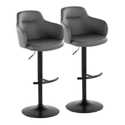 Boyne - Contemporary Adjustable Barstool With Swivel With Rounded T Footrest (Set of 2) Lumi Source