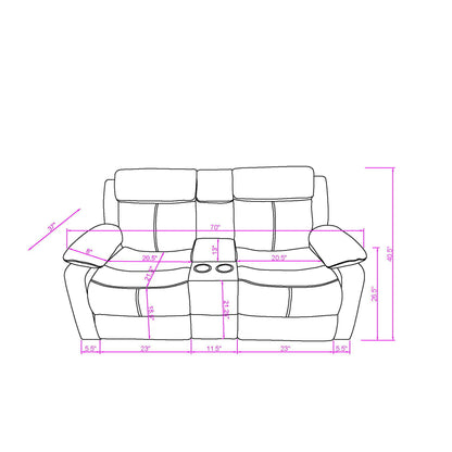 Blanche - Console Reclining Loveseat With LED Lights And Speakers Global Furniture USA