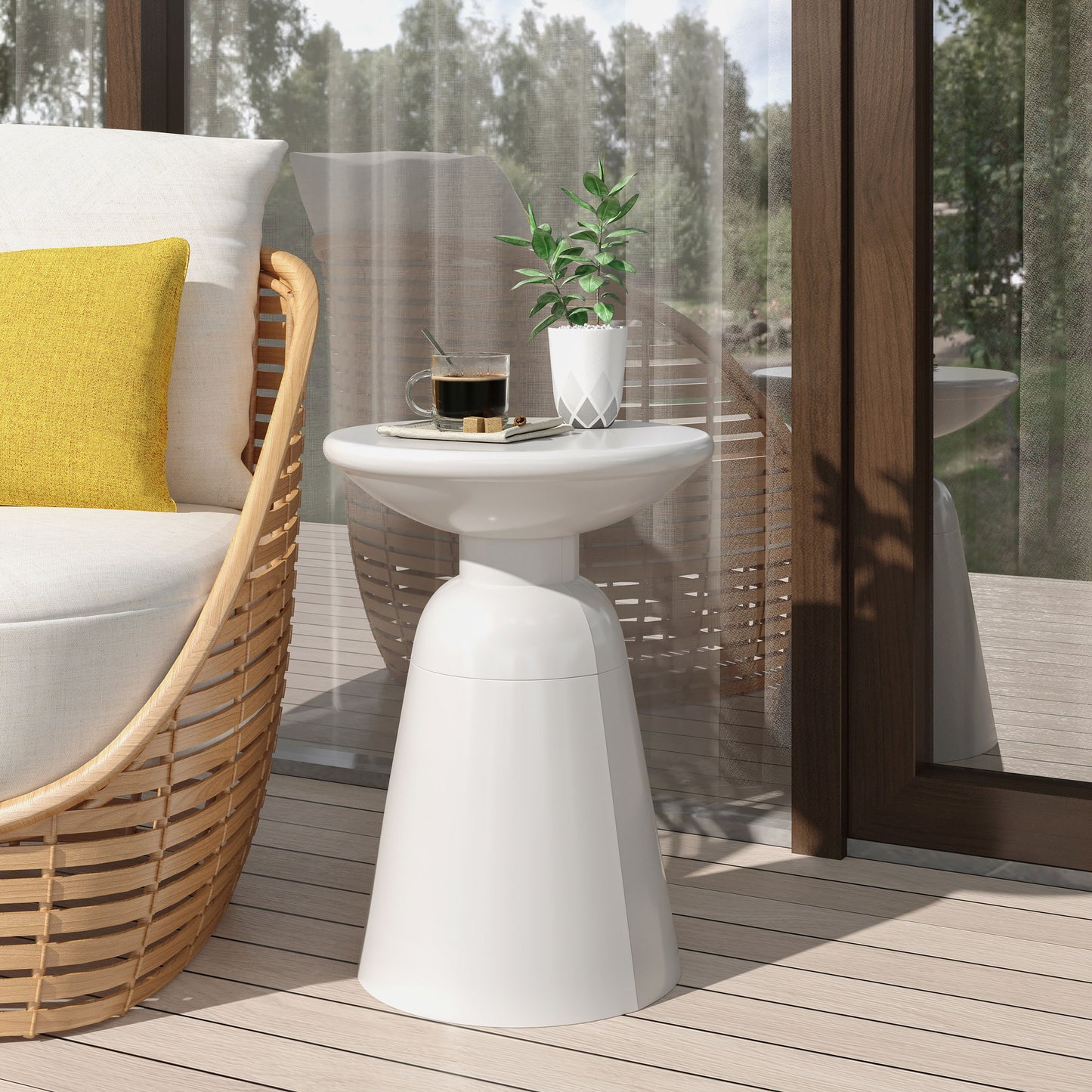 Outdoor Modern Metal End Large Table Noble House
