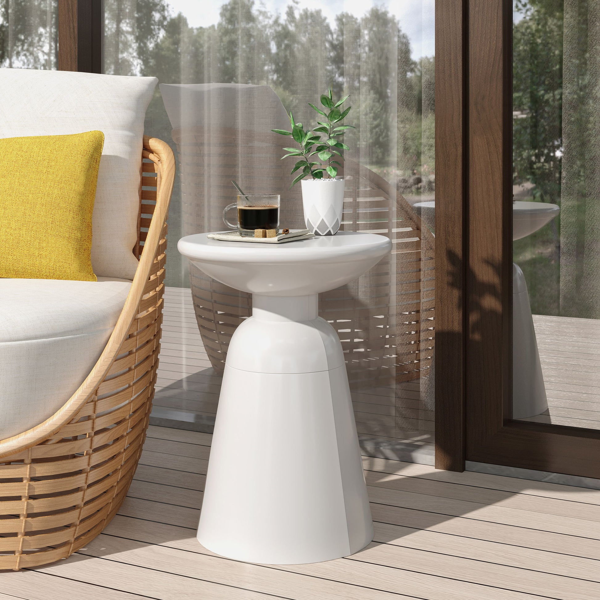 Outdoor Modern Metal End Large Table Noble House