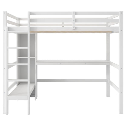 Loft Bed With Built In Desk And Multifunction Shelves Hearth and Haven