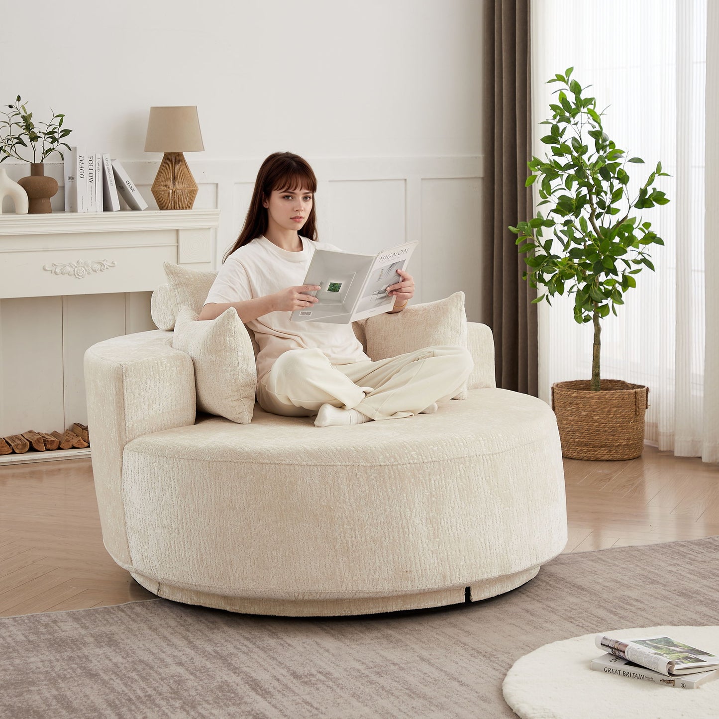 Single 360 Degree Swivel Chair For Living Room Home Essentials