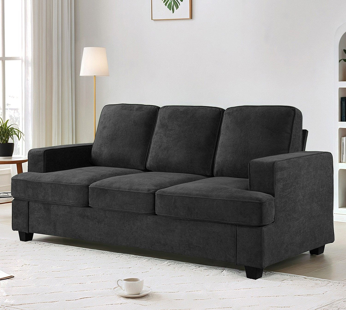 Modern Sofa, Comfortable 3 Seater Couch With Deep Seating, Loose Back Cushions, Wide Arms US Pride