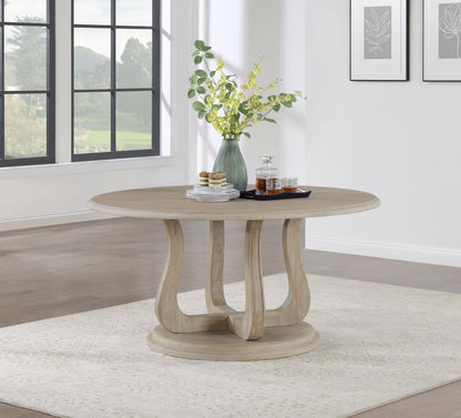 Trofello - Round Pedestal Dining Table - White Washed Coaster Fine Furniture