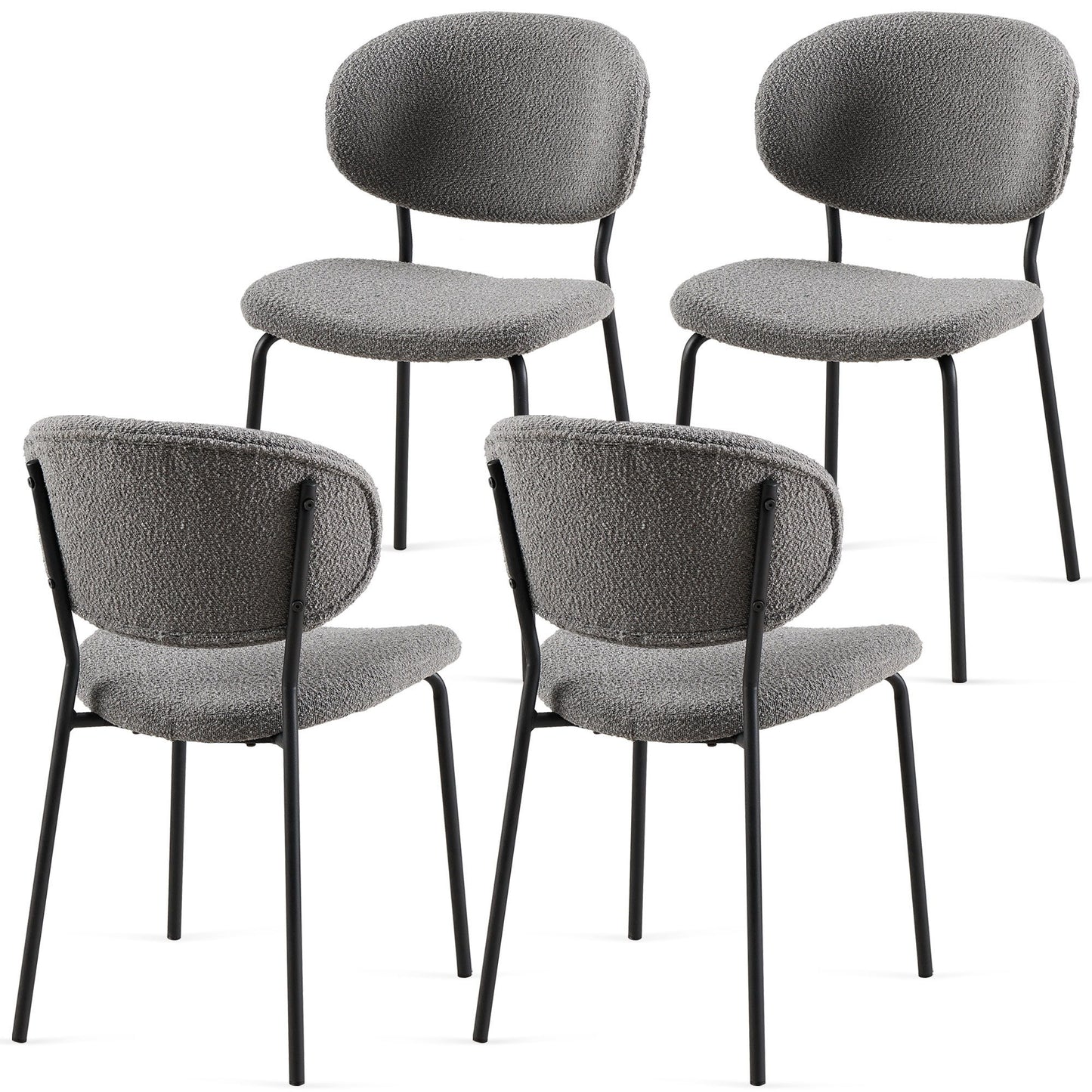 Boucle Dining Chairs, Dining Chairs With Metal Legs For Dining Room, Kitchen, Living Room Home Essentials