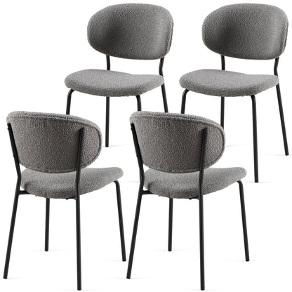 Boucle Dining Chairs, Dining Chairs With Metal Legs For Dining Room, Kitchen, Living Room Home Essentials