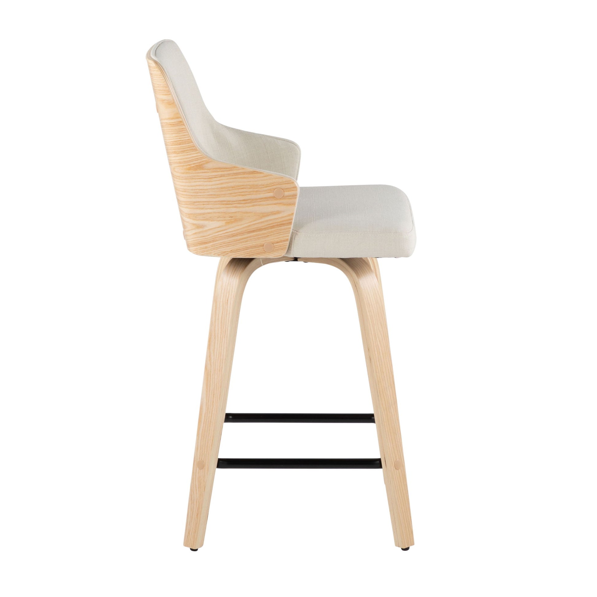 Stella - Contemporary Fixed Height Counter Stool With Swivel Square Footrest (Set of 2) Lumi Source