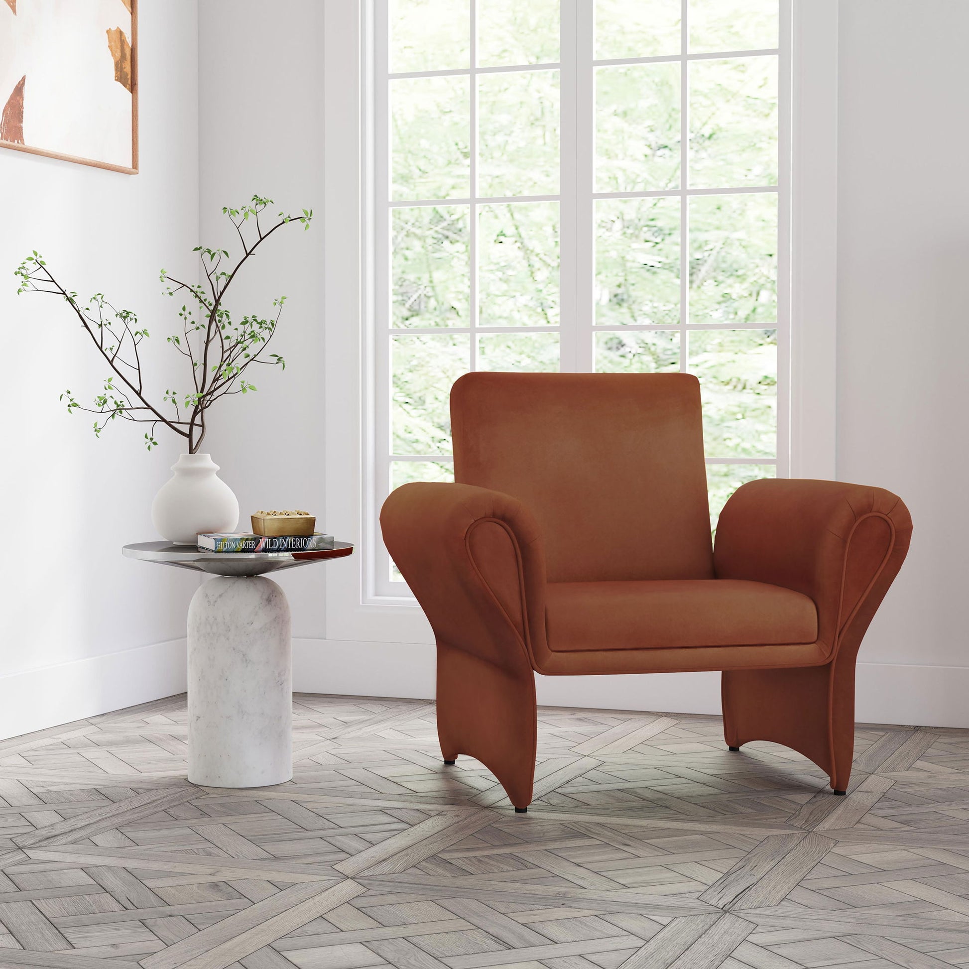 Whitney - Accent Armchair - Rusty Orange Furniture Max